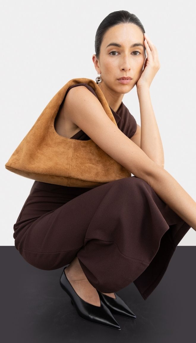 DEMI SHOULDER BAG IN VEGAN SUEDE
