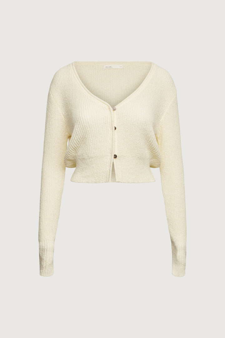 CROPPED LIGHTWEIGHT BUTTON FRONT CARDIGAN