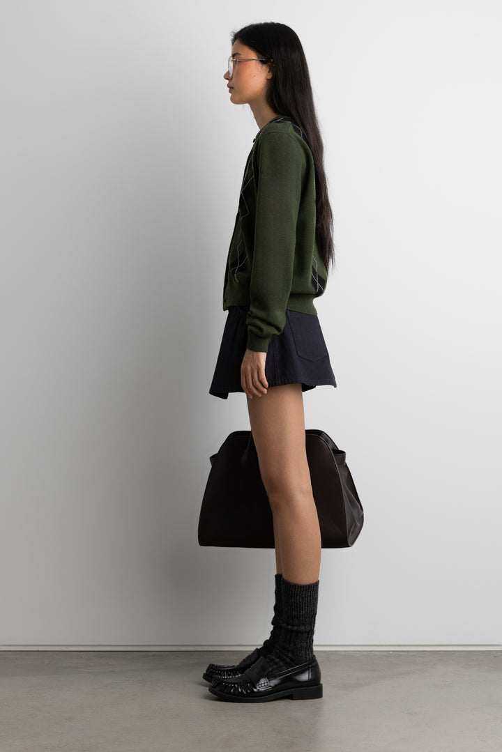 ARGYLE BUTTON FRONT CARDIGAN