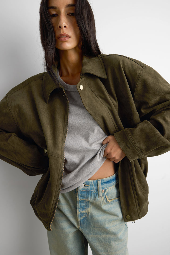 VEGAN SUEDE BOMBER JACKET