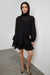 MOCKNECK LONG SLEEVE SHEER RUFFLED MINI DRESS