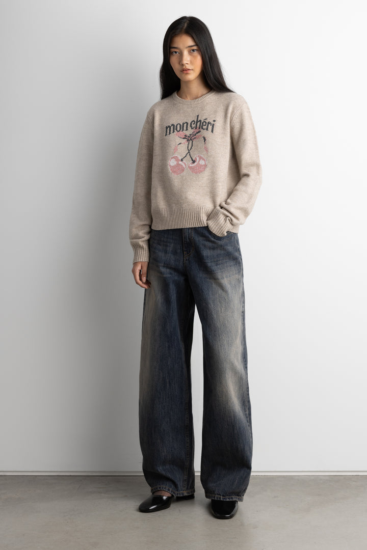 CHERRY INTARSIA SWEATER