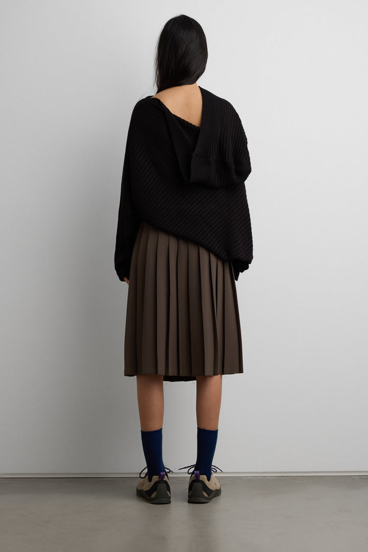 SLOUCHY OFF THE SHOULDER KNIT HOODIE