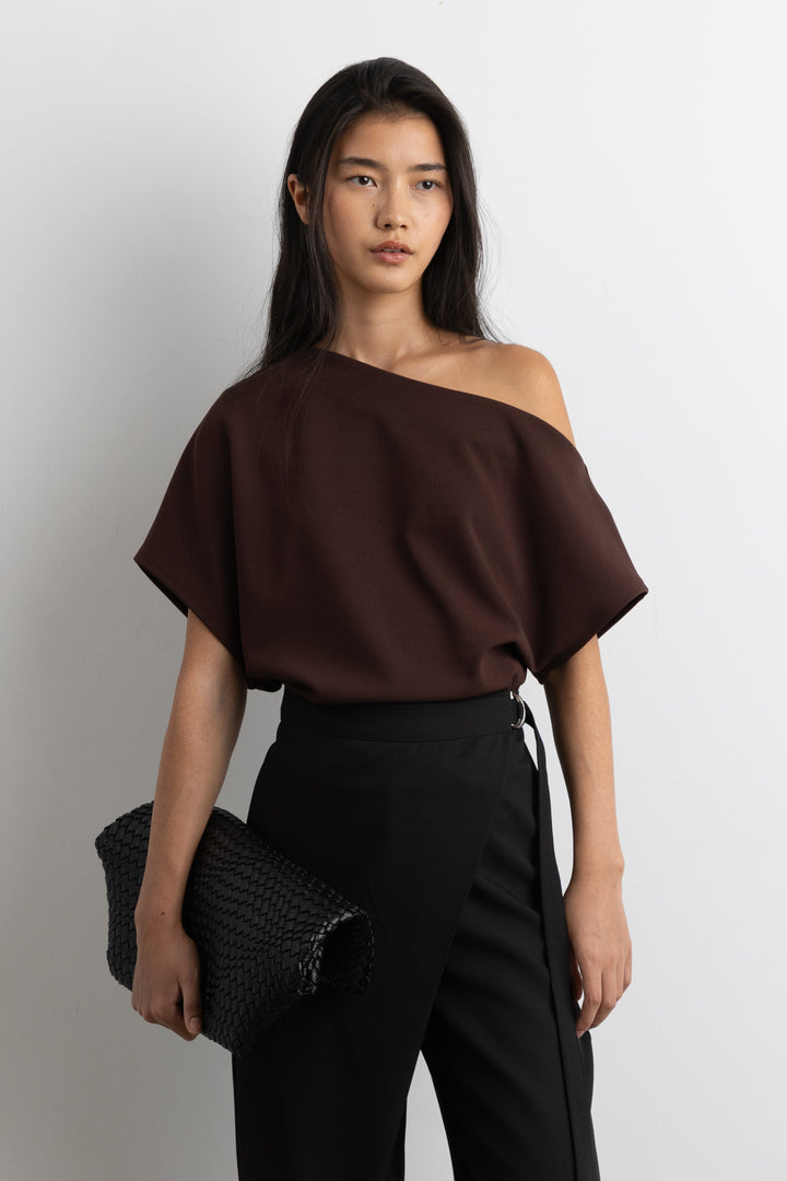 ASYMMETRICAL OFF SHOULDER TOP